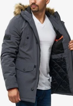 Indicode Jeans Parkas Winterparka Leicester Heren Basaltgrijs -Indicode Jeans Verkoop 08d2eff5de5bd3ac86073527823b3b64
