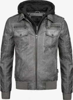 Indicode Jeans Leren Jassen Tussenjas Aaron Heren Rookgrijs