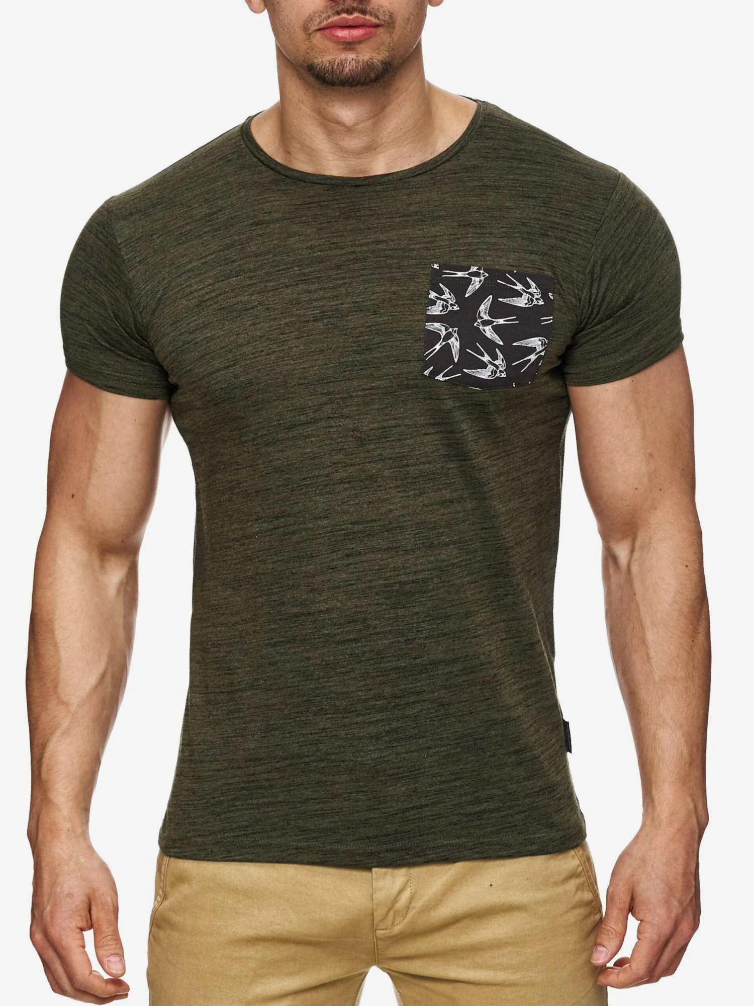 Indicode Jeans T-shirts Shirt Blaine Heren Kaki 2 Indicode Jeans T-shirts Shirt Blaine Heren Kaki - Image 2