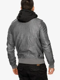 Indicode Jeans Leren Jassen Tussenjas Aaron Heren Rookgrijs -Indicode Jeans Verkoop 145386b3eb3712c0bd3548350584f508