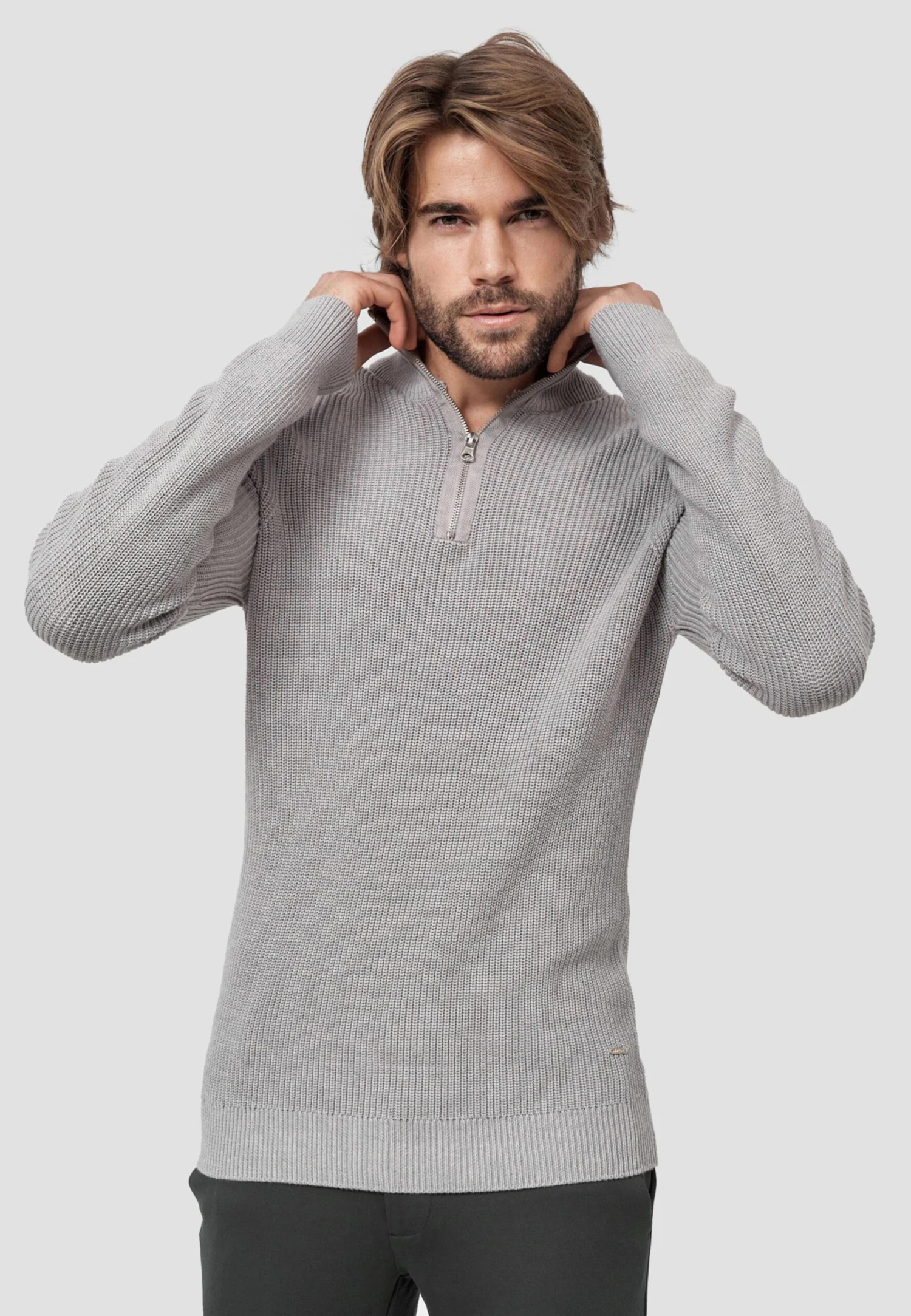 Indicode Jeans Coltruien Trui Mayer Heren Lichtgrijs 3 Indicode Jeans Coltruien Trui Mayer Heren Lichtgrijs - Image 3