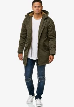 Indicode Jeans Parkas Winterparka Bardsley Heren Kaki -Indicode Jeans Verkoop 24de8854134cc4a2a66bcd5dbbc19c3b