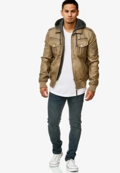 Indicode Jeans Leren Jassen Tussenjas Aaron Heren Sand -Indicode Jeans Verkoop 338a84460a2024f1bc0bb20abb4f56f4