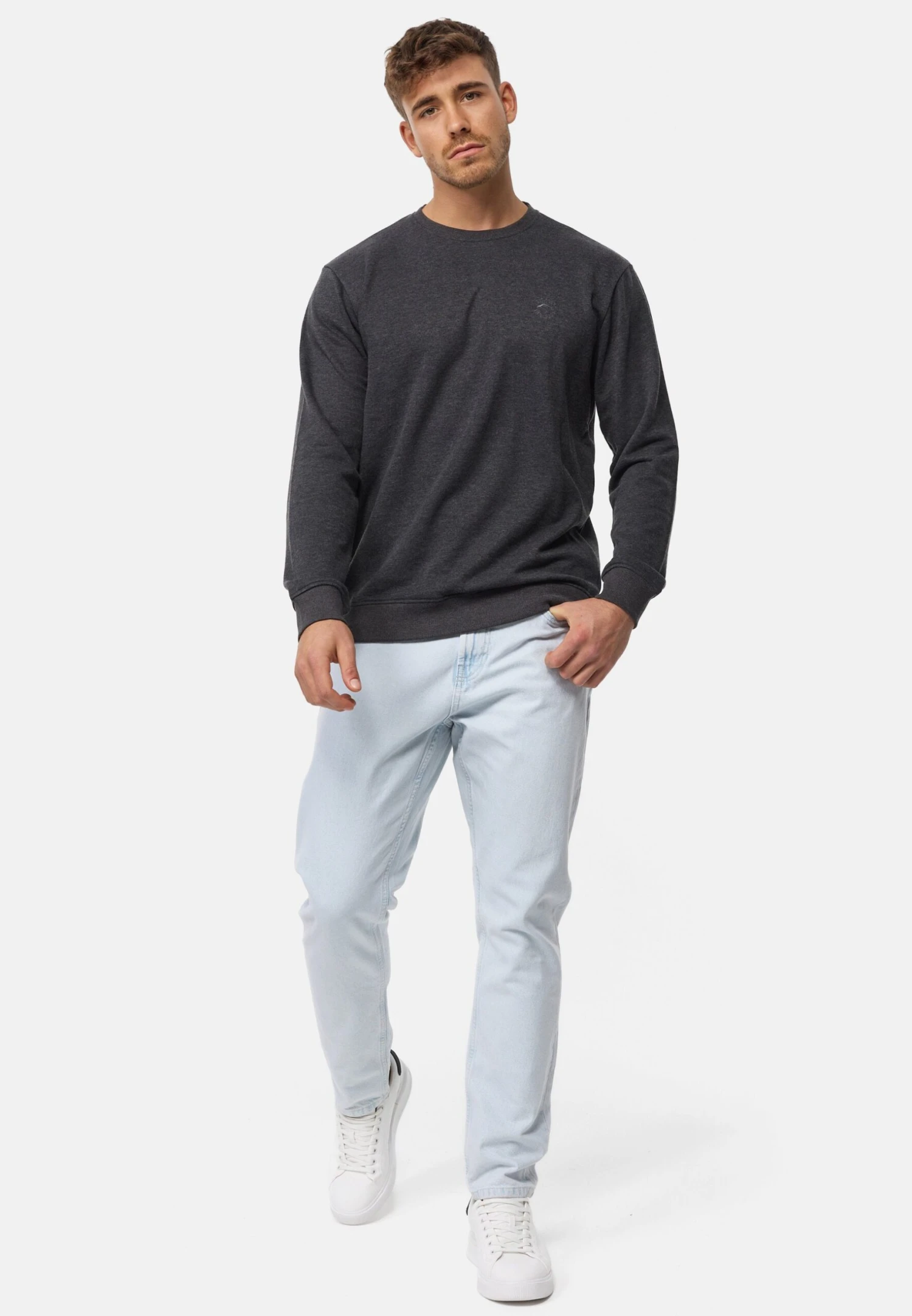 Indicode Jeans Holt - Sweater - Charcoal Mix 2 Indicode Jeans Holt - Sweater - Charcoal Mix - Image 2