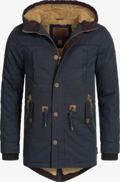 Indicode Jeans Parkas Winterparka Barge Heren Zwart Gemêleerd