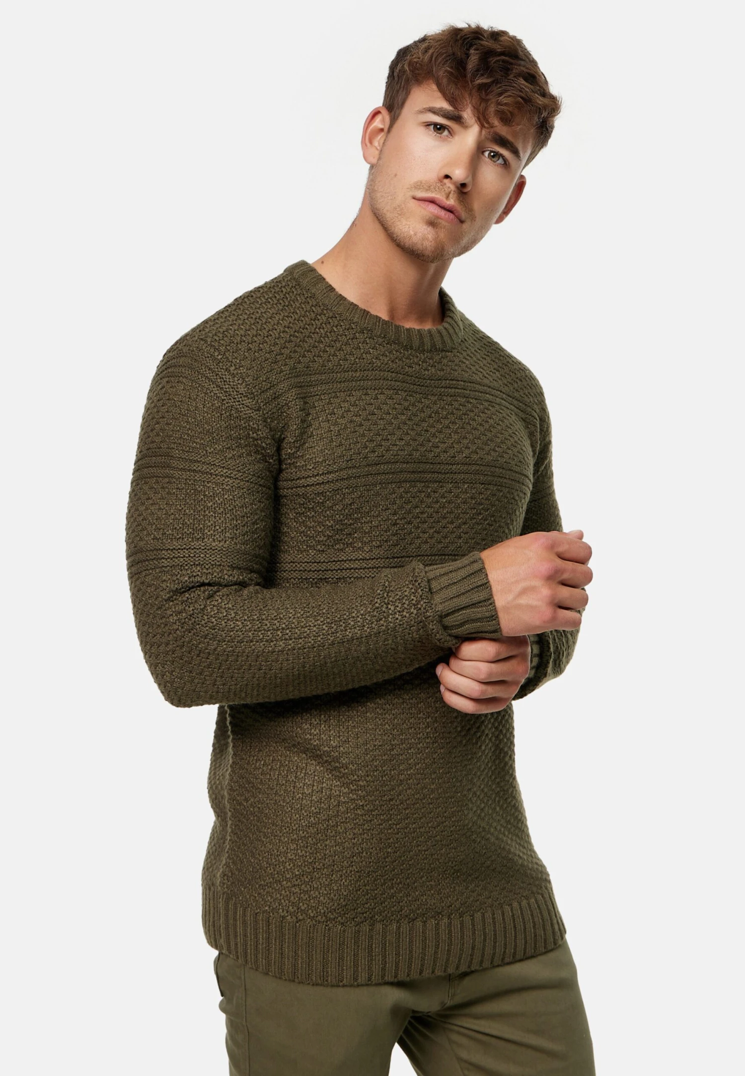 Indicode Jeans Crewneck Truien Trui Mirek Heren Groen 2 Indicode Jeans Crewneck Truien Trui Mirek Heren Groen - Image 2
