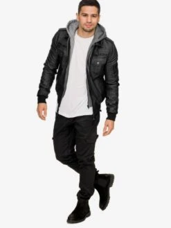 Indicode Jeans Leren Jassen Tussenjas Aaron Heren Zwart -Indicode Jeans Verkoop 3d09e4546c591b0a110a0dd506fc3b40