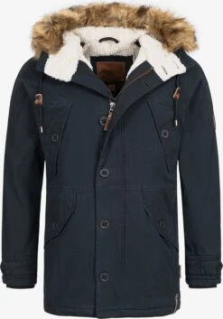 Indicode Jeans Parkas Winterparka Fann Heren Zwart
