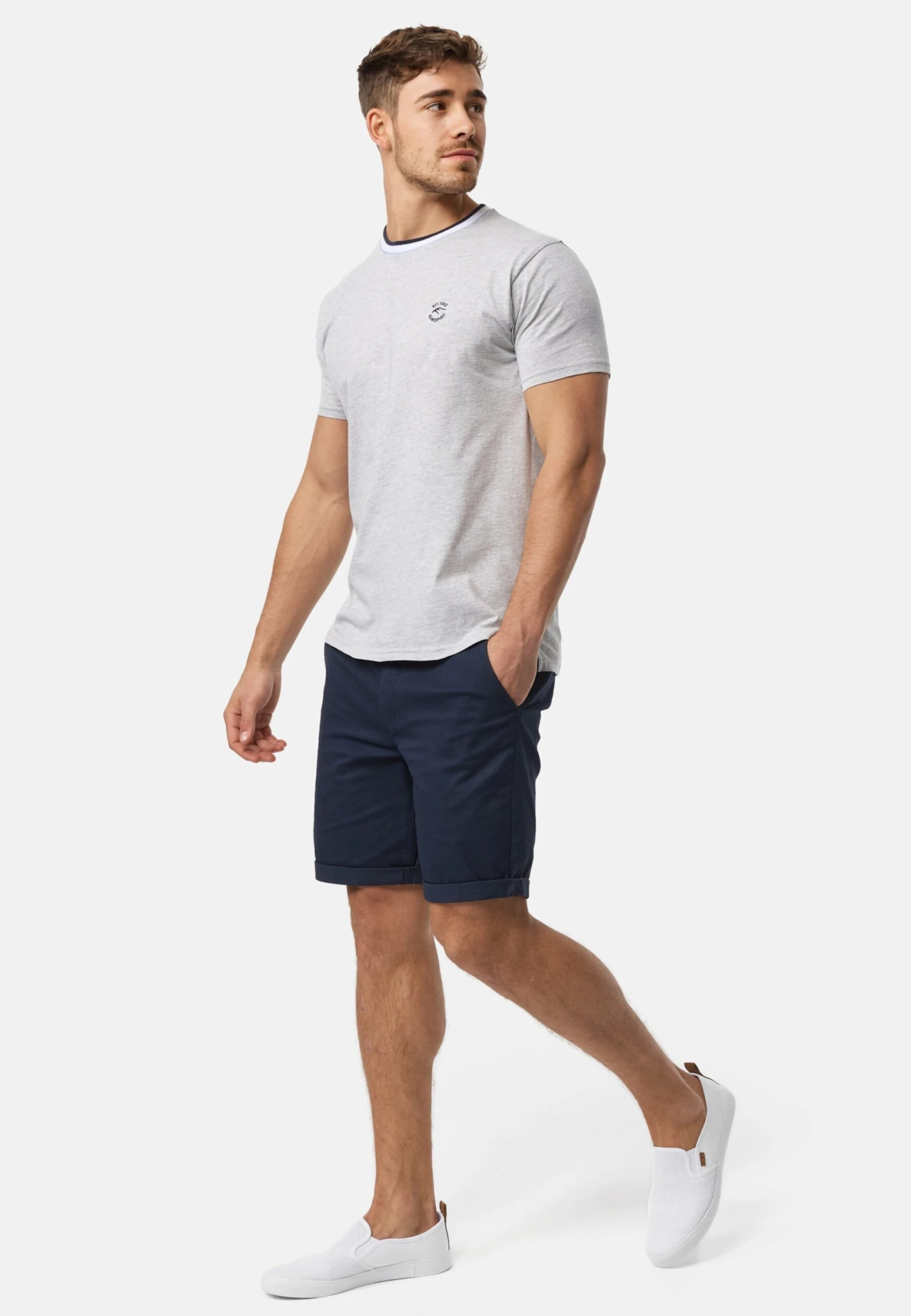 Indicode Jeans T-shirts Shirt Atlas Heren Grijs 4 Indicode Jeans T-shirts Shirt Atlas Heren Grijs - Image 4