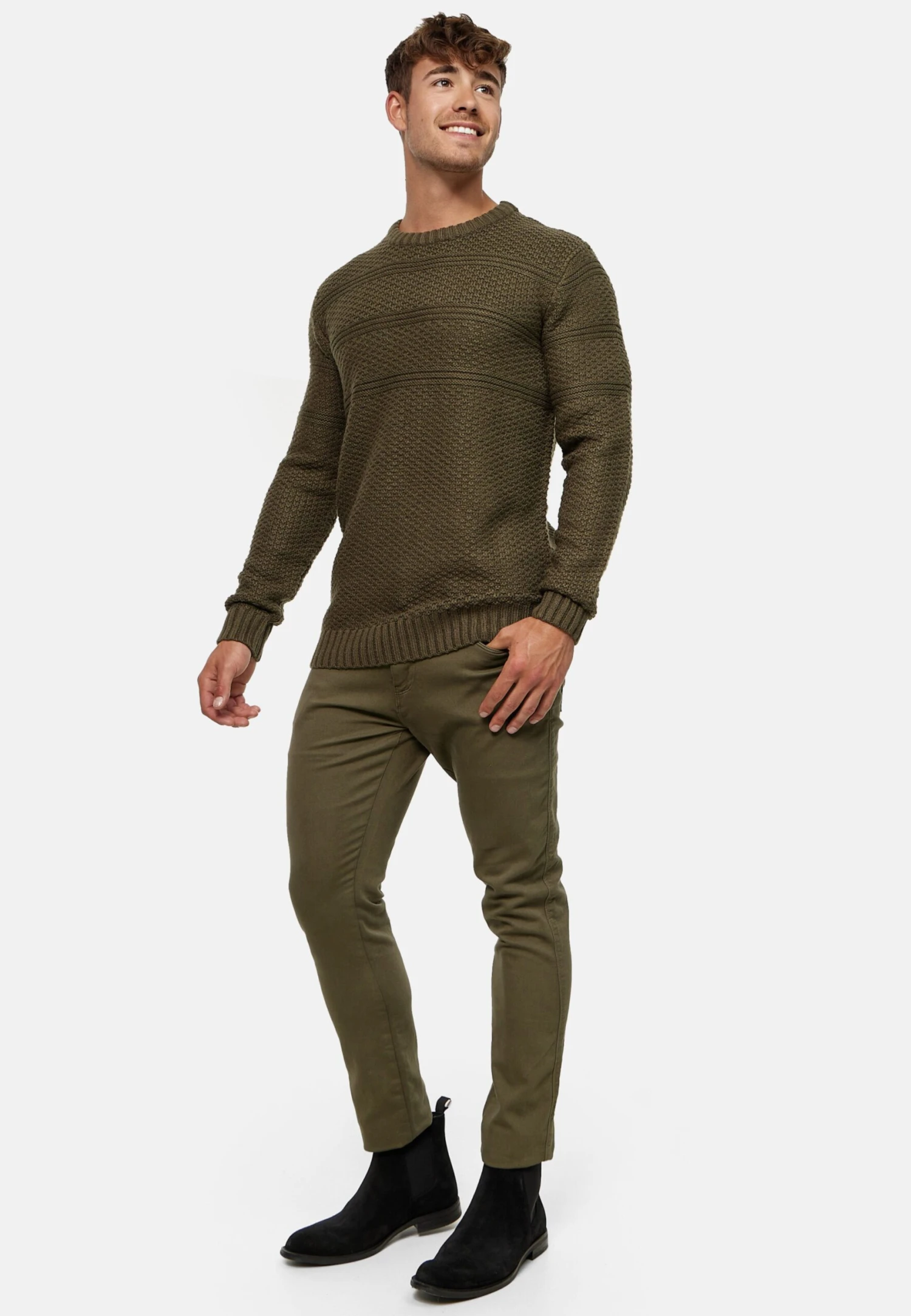 Indicode Jeans Crewneck Truien Trui Mirek Heren Groen 3 Indicode Jeans Crewneck Truien Trui Mirek Heren Groen - Image 3