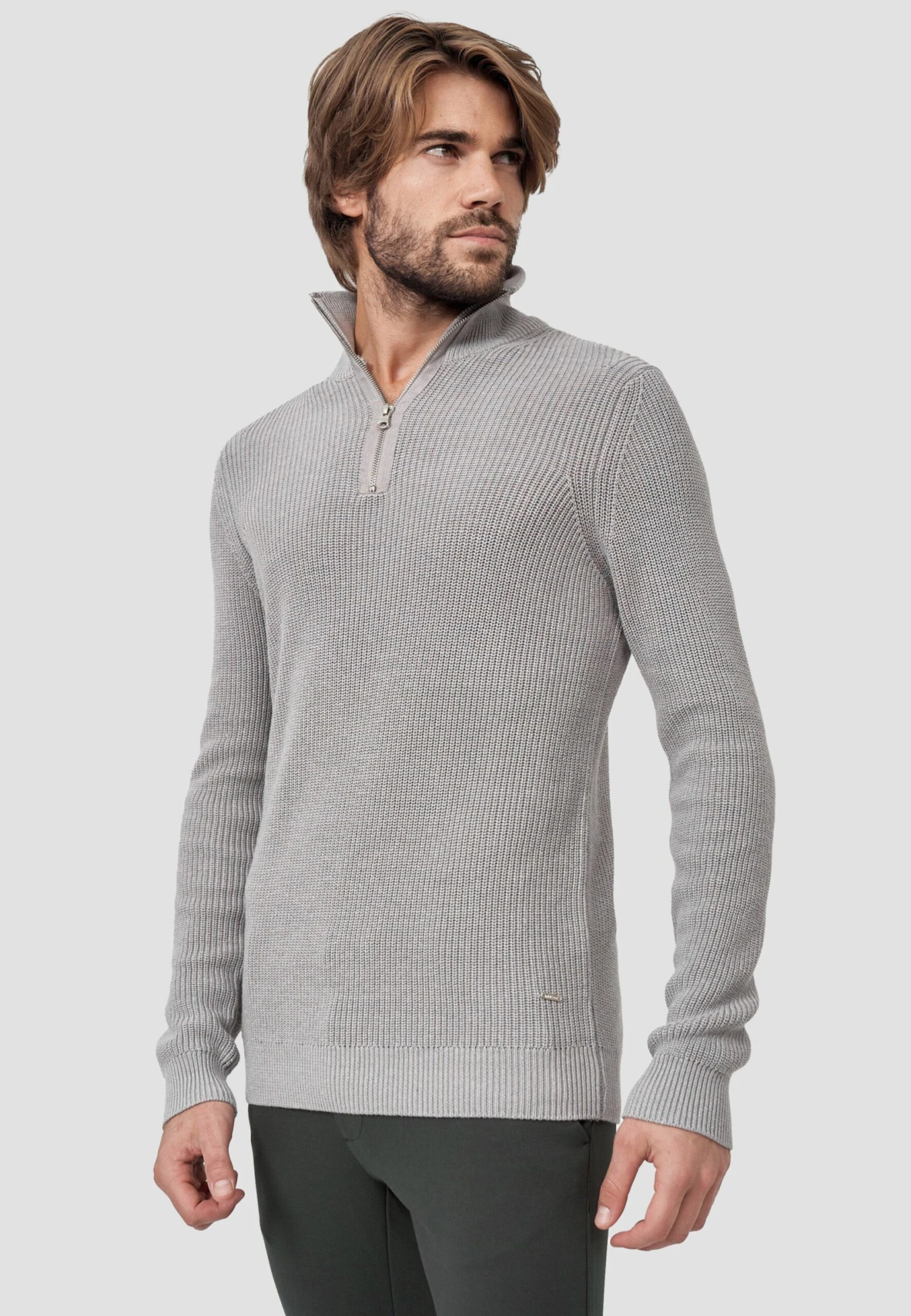 Indicode Jeans Coltruien Trui Mayer Heren Lichtgrijs 2 Indicode Jeans Coltruien Trui Mayer Heren Lichtgrijs - Image 2