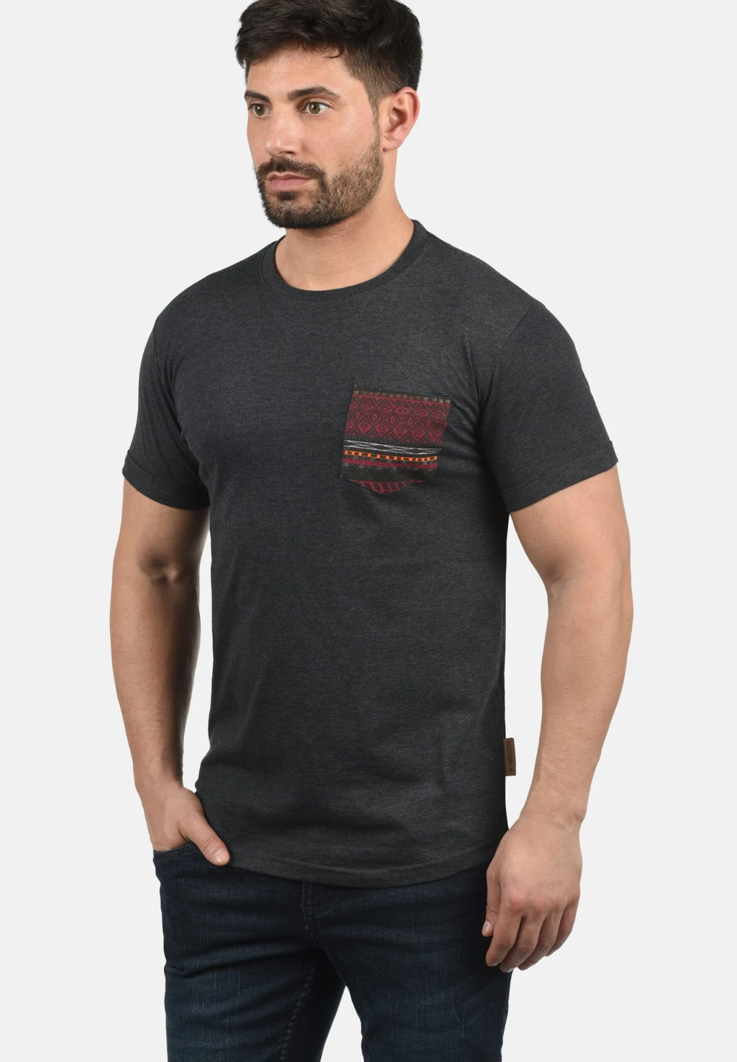 Indicode Jeans Idpaxton - T-Shirt Print - Charcoal 1 Indicode Jeans Idpaxton - T-Shirt Print - Charcoal