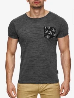 Indicode Jeans T-shirts Shirt Blaine Heren Donkergrijs