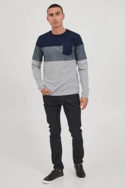 Indicode Jeans Longsleeves Shirt Amadeo Heren Navy / Grijs -Indicode Jeans Verkoop 63d0369bd1983e663770d496ee93256d