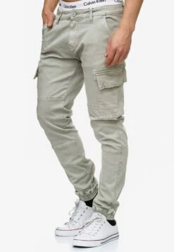 Indicode Jeans Cargobroeken Tapered Cargobroek August Heren Grijs -Indicode Jeans Verkoop 68355675680d63b1c7d04cef7d060089