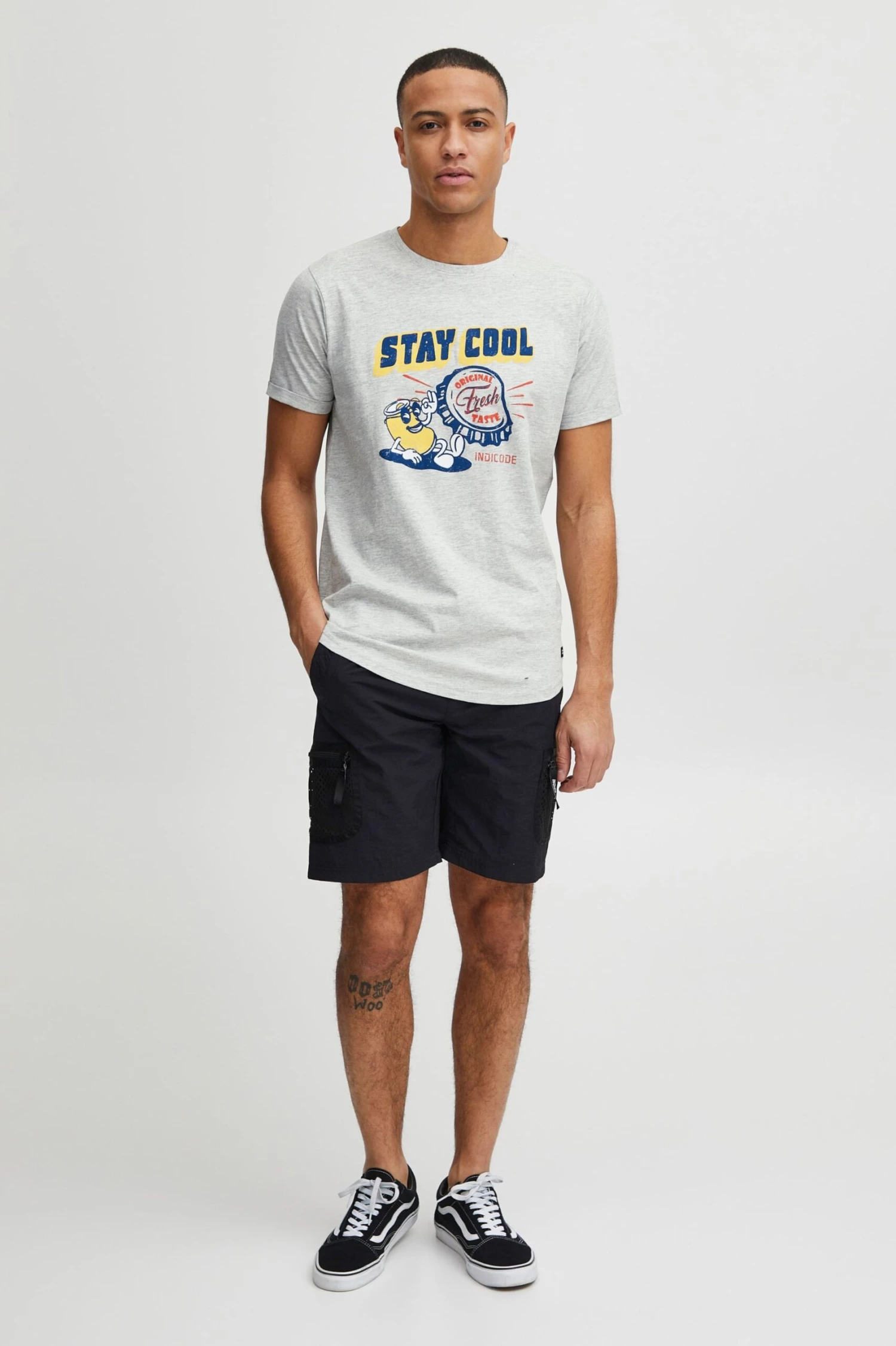 Indicode Jeans T-shirts Shirt Daniel Heren Lichtgrijs 4 Indicode Jeans T-shirts Shirt Daniel Heren Lichtgrijs - Image 4