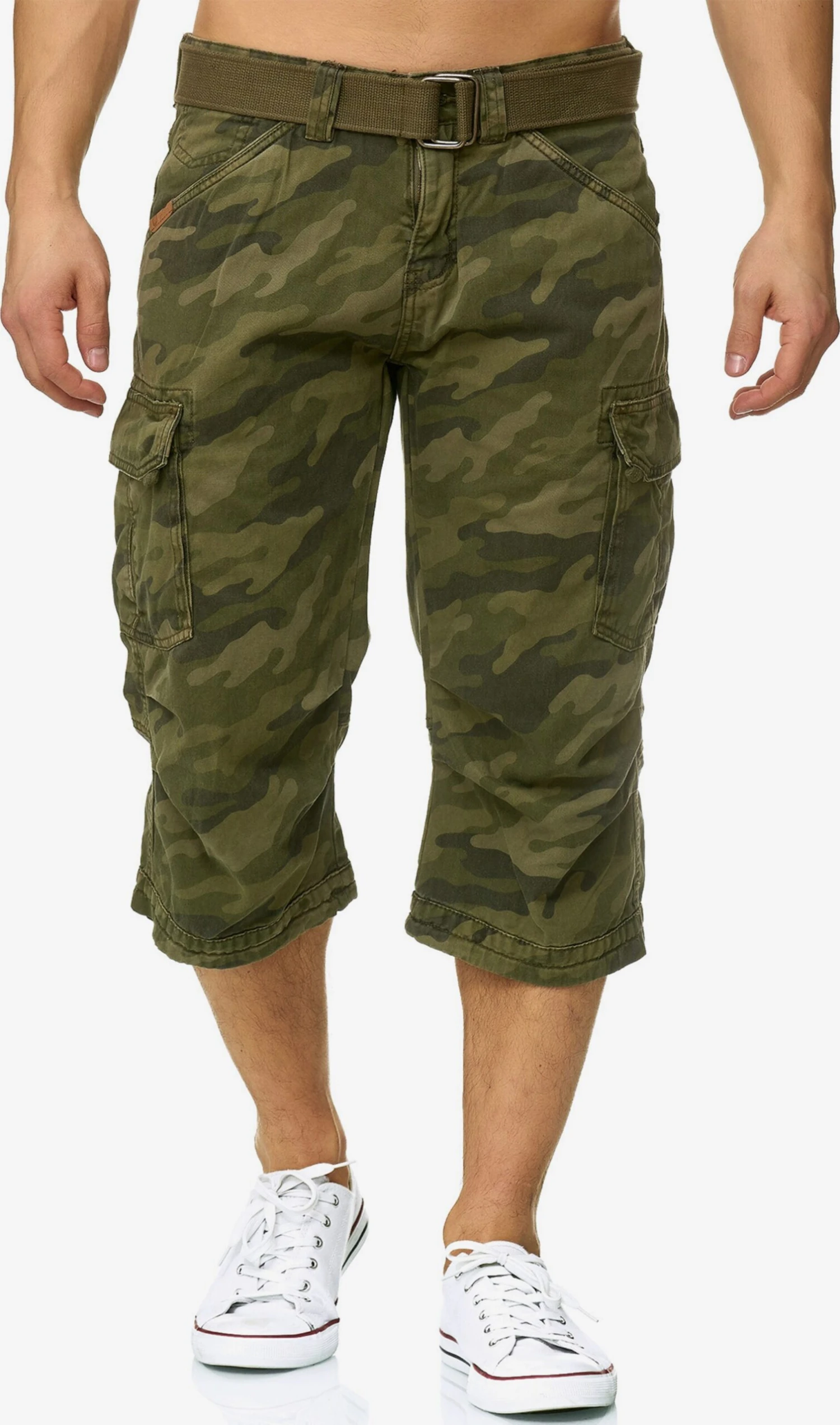 Indicode Jeans Cargo Shorts Regular Cargobroek Nicolas Check Heren Groen / Pastelgroen / Donkergroen 1 Indicode Jeans Cargo Shorts Regular Cargobroek Nicolas Check Heren Groen / Pastelgroen / Donkergroen