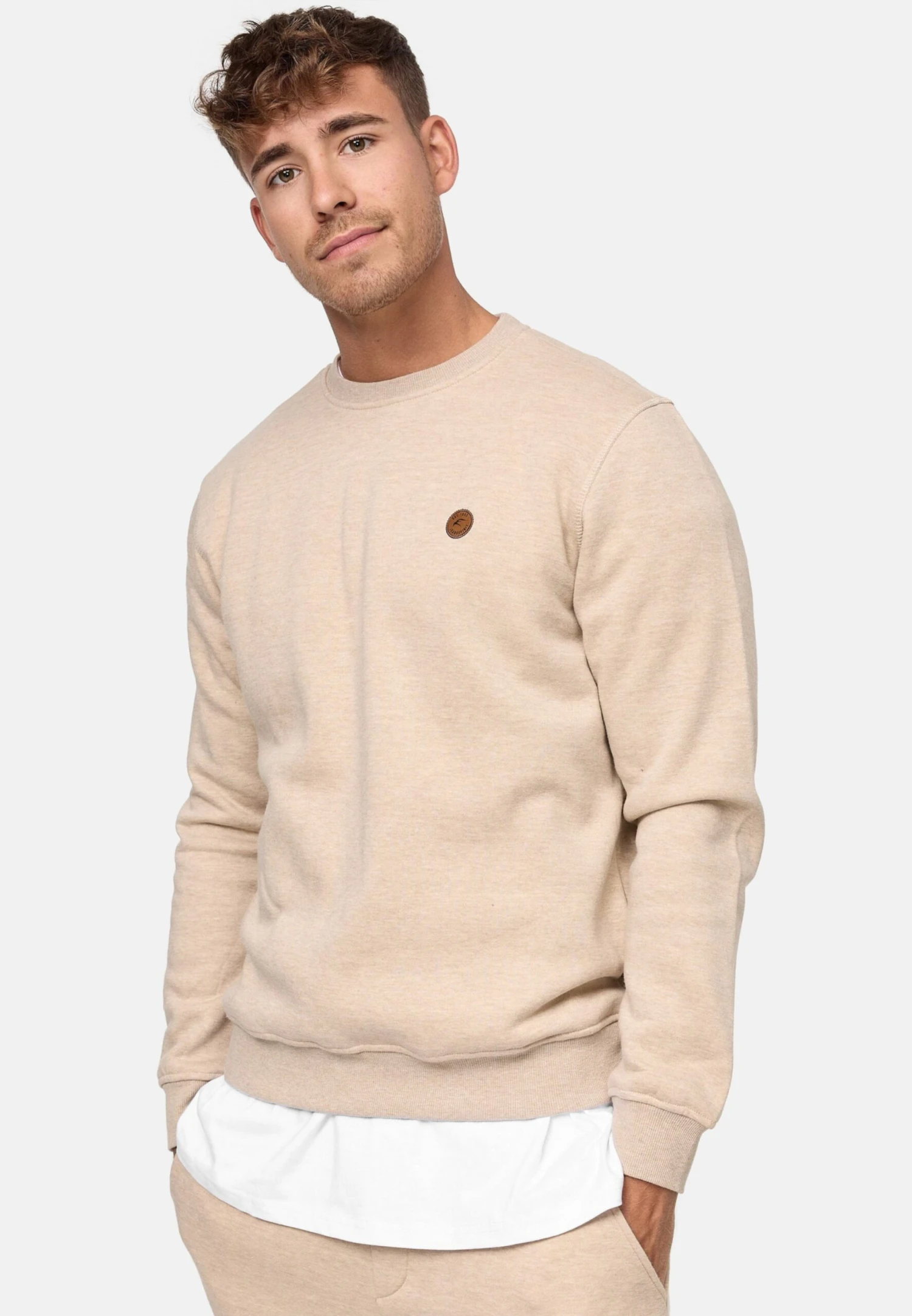 Indicode Jeans Crewneck Truien Trui Luk Heren Abrikoos 2 Indicode Jeans Crewneck Truien Trui Luk Heren Abrikoos - Image 2