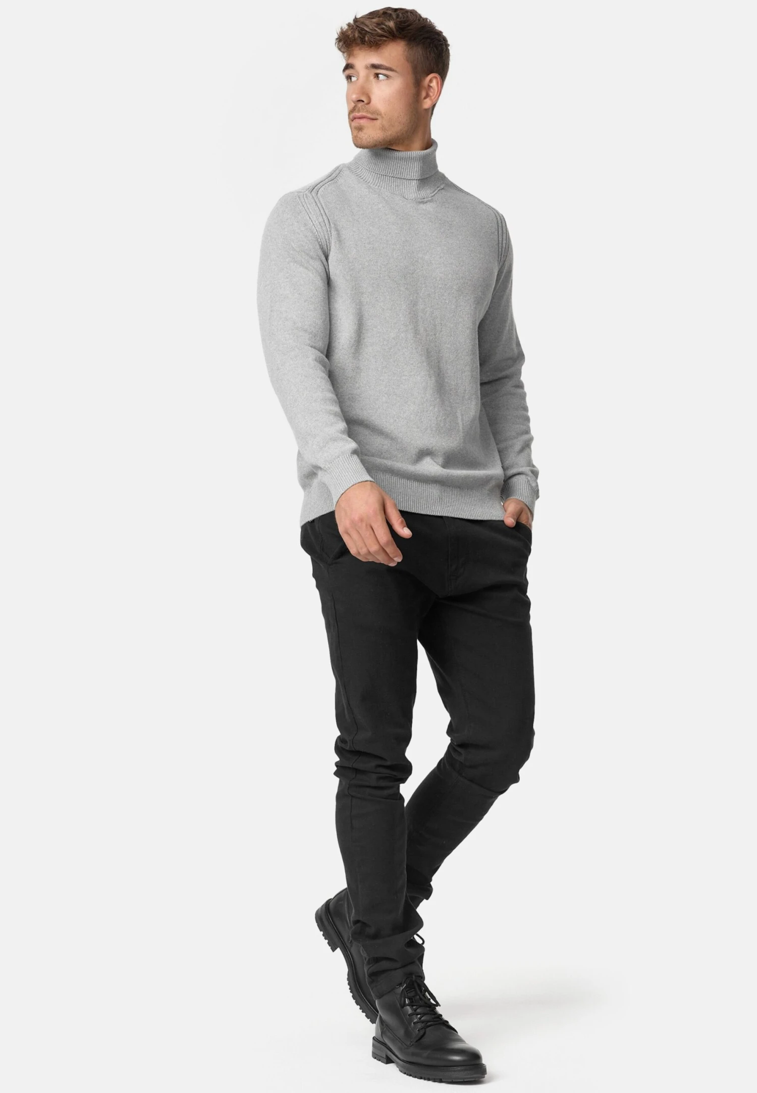 Indicode Jeans Coltruien Trui Heren Lichtgrijs 4 Indicode Jeans Coltruien Trui Heren Lichtgrijs - Image 4