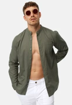 Indicode Jeans Langarm Inraffi - Overhemd - Army -Indicode Jeans Verkoop 8666a69dd18043aebf7b33de0d63637d