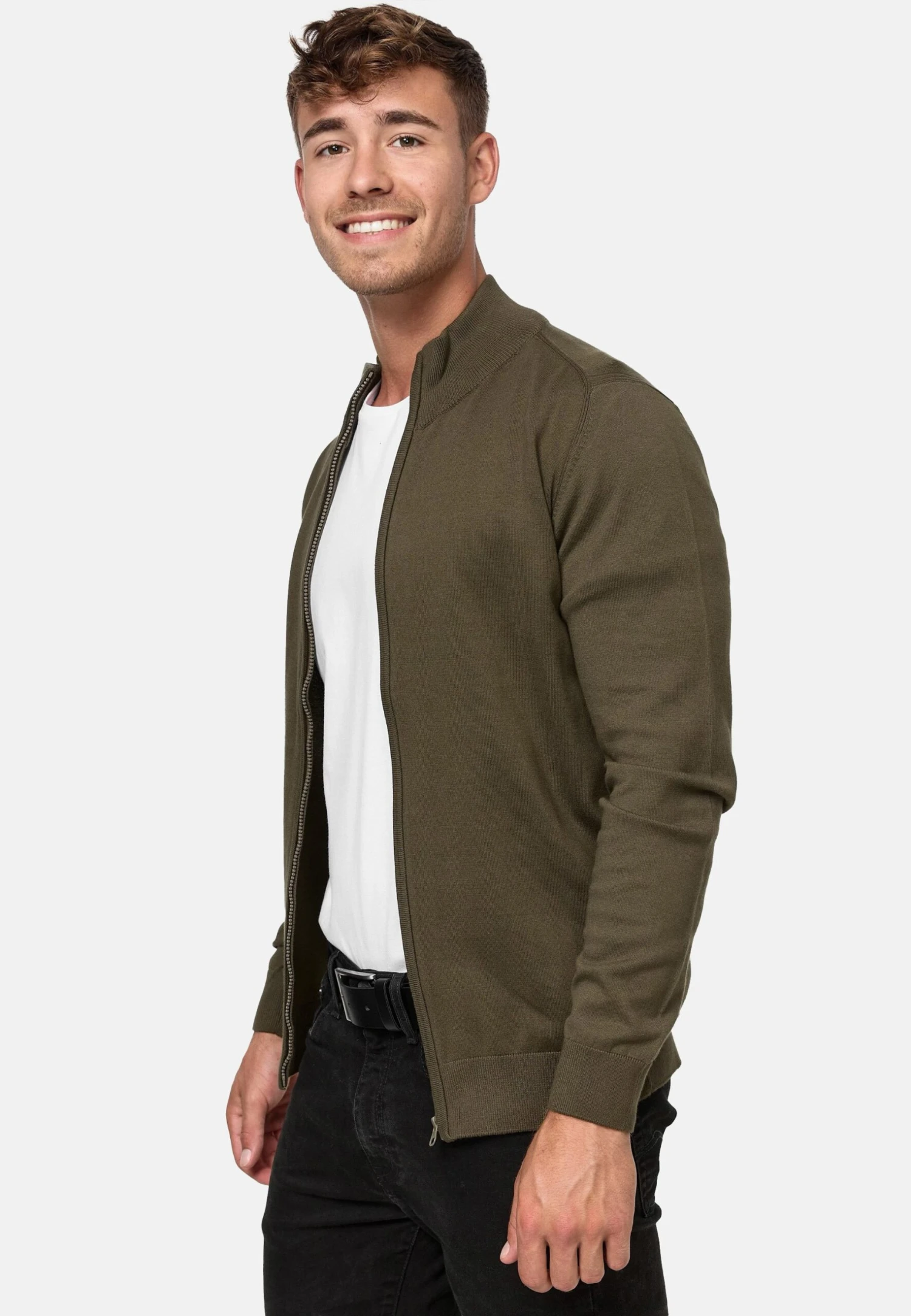 Indicode Jeans Lau - Sweater Met Rits - Army 4 Indicode Jeans Lau - Sweater Met Rits - Army - Image 4