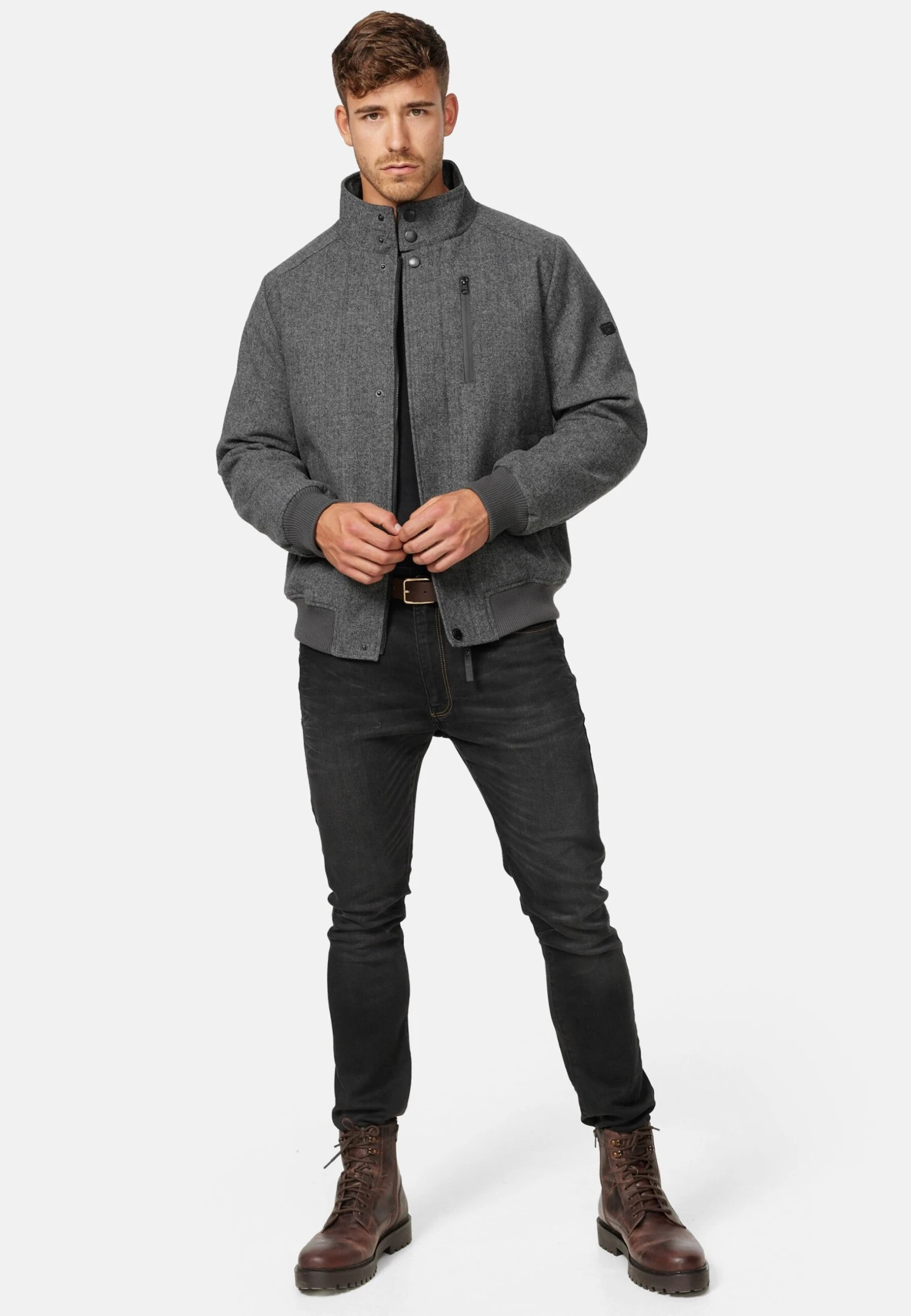 Indicode Jeans Bob - Jas - Mini Herringbone Grey 2 Indicode Jeans Bob - Jas - Mini Herringbone Grey - Image 2