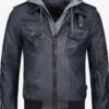 Indicode Jeans Leren Jassen Tussenjas Aaron Heren Donkerblauw