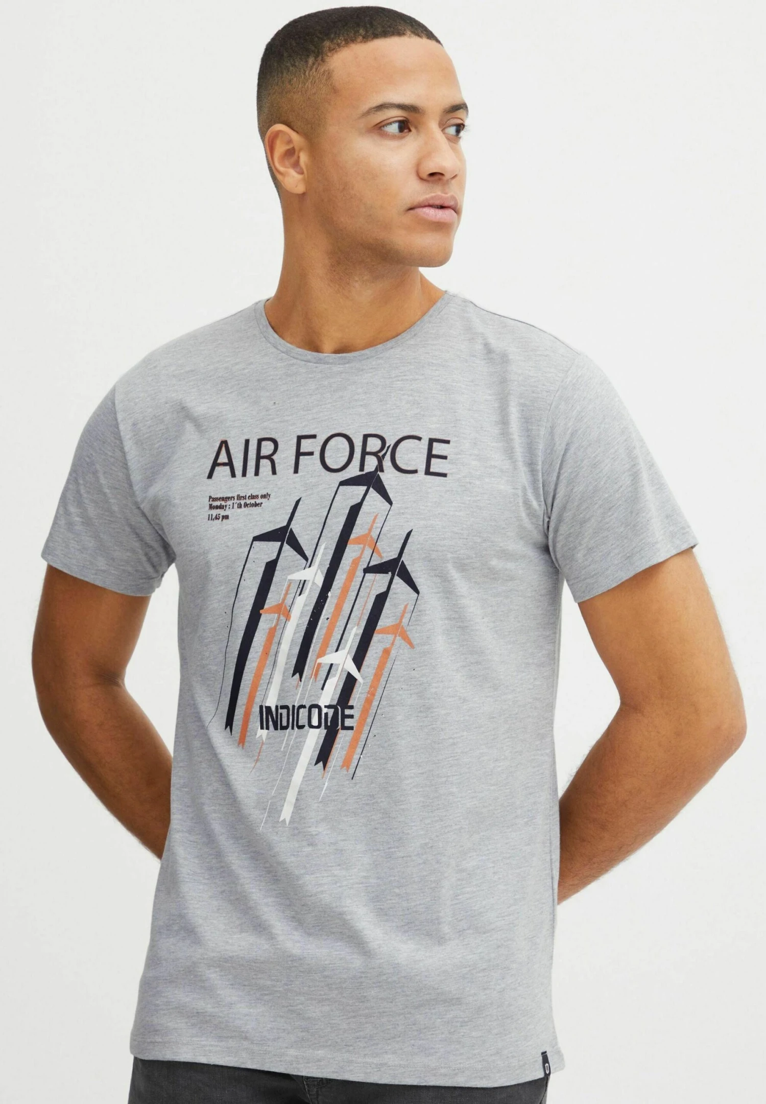 Indicode Jeans Idronny - T-Shirt Print - Light Grey Mix 1 Indicode Jeans Idronny - T-Shirt Print - Light Grey Mix