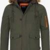 Indicode Jeans Parkas Winterparka Leicester Heren Kaki
