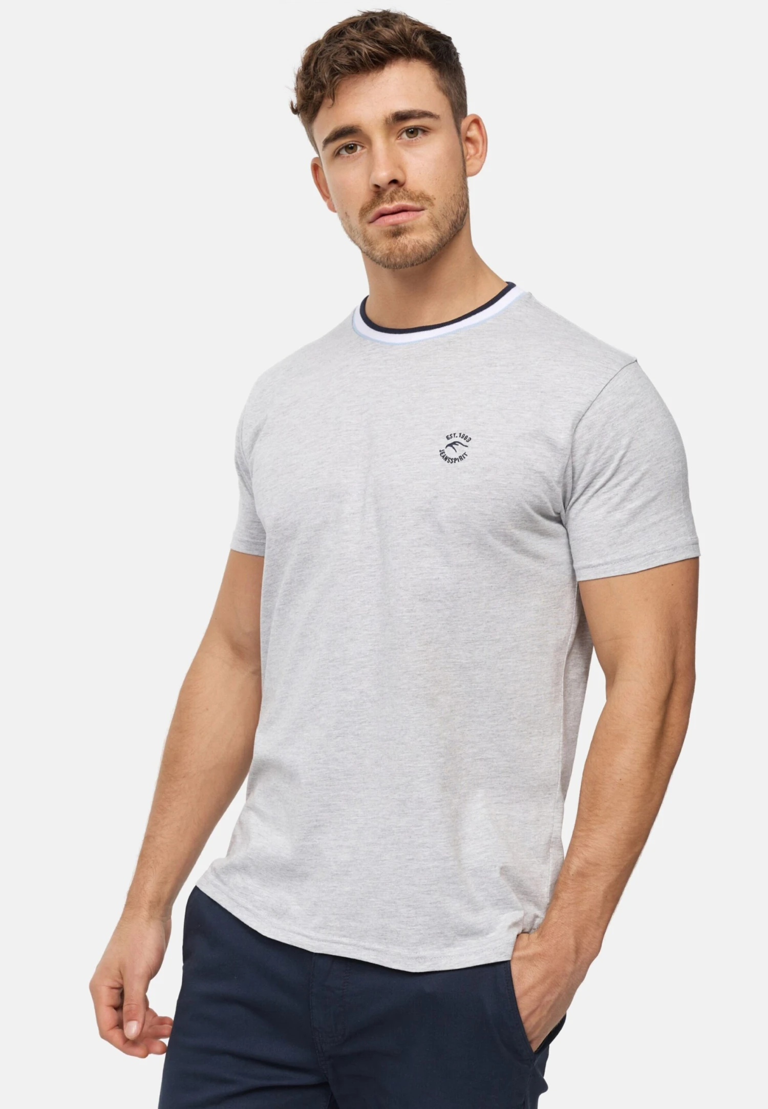 Indicode Jeans T-shirts Shirt Atlas Heren Grijs 2 Indicode Jeans T-shirts Shirt Atlas Heren Grijs - Image 2