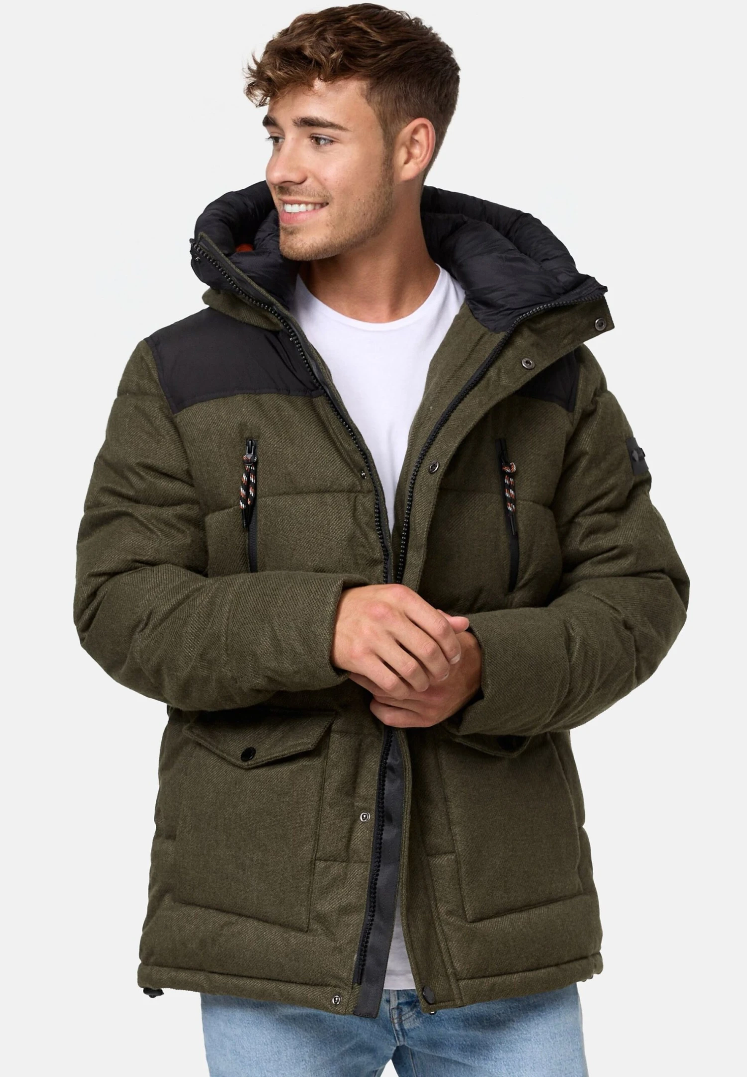 Indicode Jeans Krem - Winterjas - Army 1 Indicode Jeans Krem - Winterjas - Army