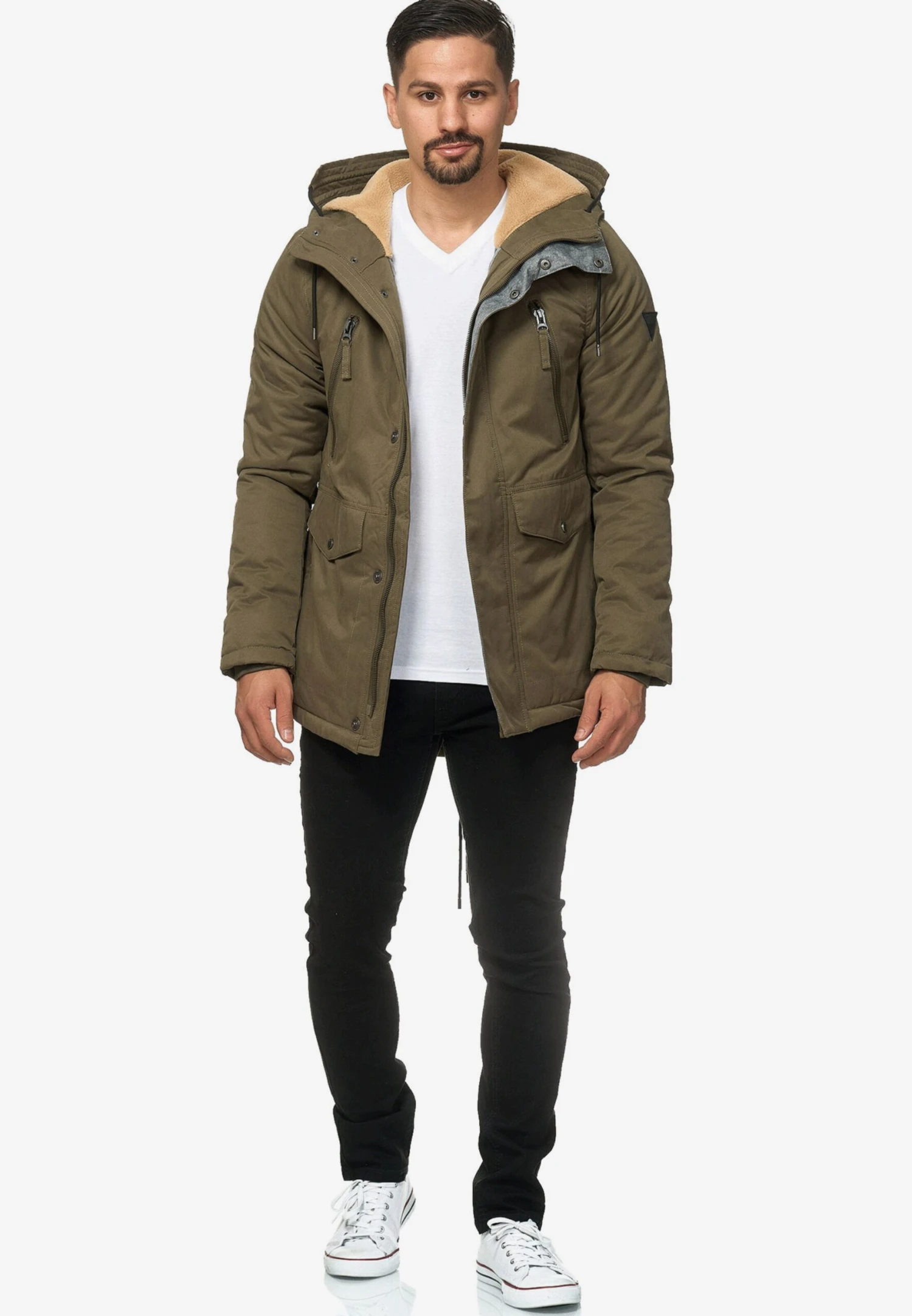 Indicode Jeans Parkas Winterparka Loaf Heren Kaki 2 Indicode Jeans Parkas Winterparka Loaf Heren Kaki - Image 2